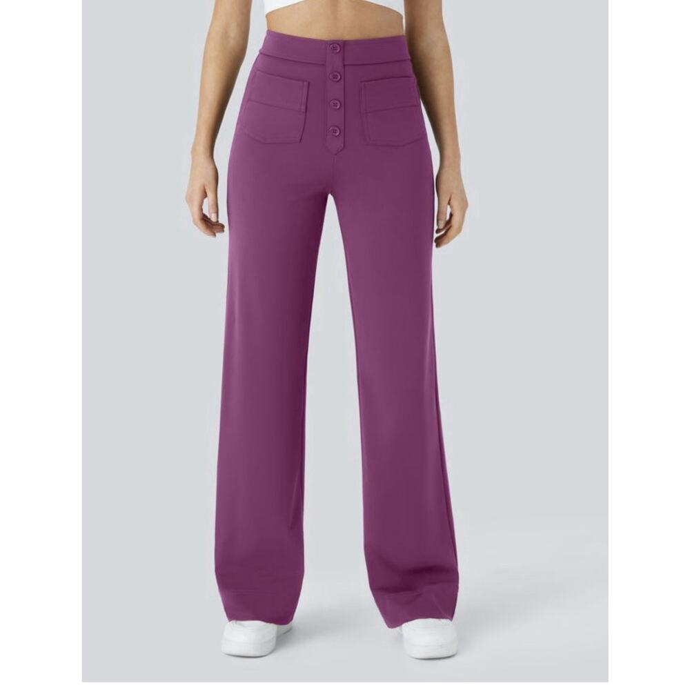 Halara DayStretch High Waisted Pockets Straight Leg Casual Pants med-regular - Picture 7 of 8